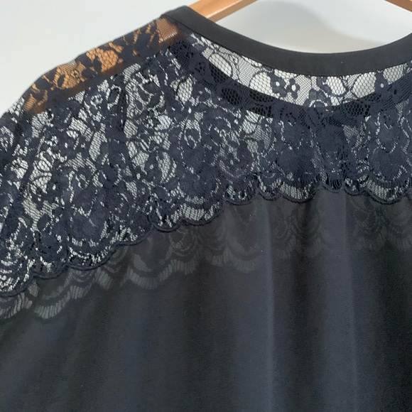 (2/$20) H&M Size 2 Black Work Blouse w/ Lace - Picture 2 of 5